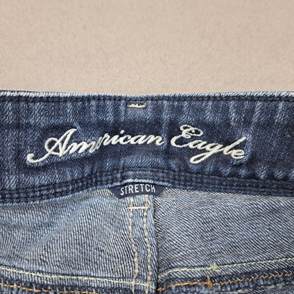American Eagle Jeans Womens 8 Blue Slim Boot Stretch Waist Denim Cowgirl 32" Leg - Picture 7 of 11